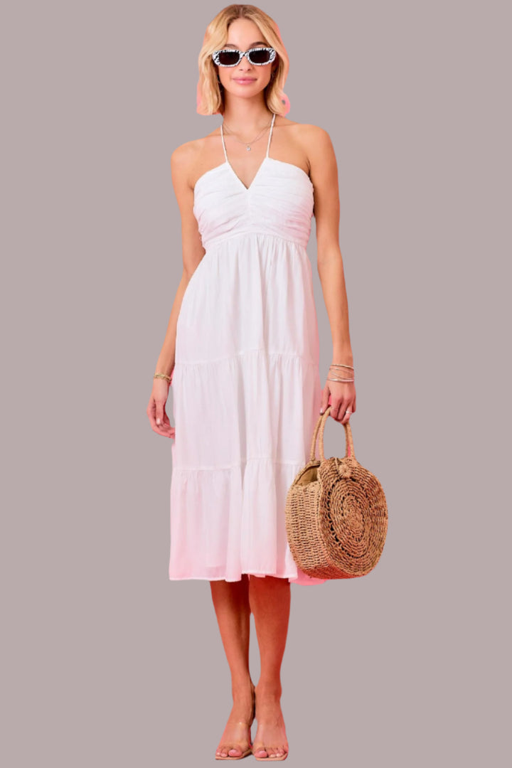 day + moon Halter "V" Dress