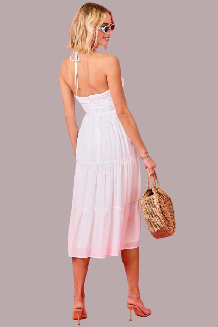 day + moon Halter "V" Dress