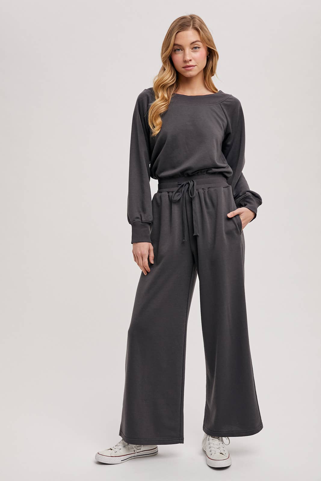 Bluivy  | Wide Neck Off the Shoulder Knit Jumpsuit
