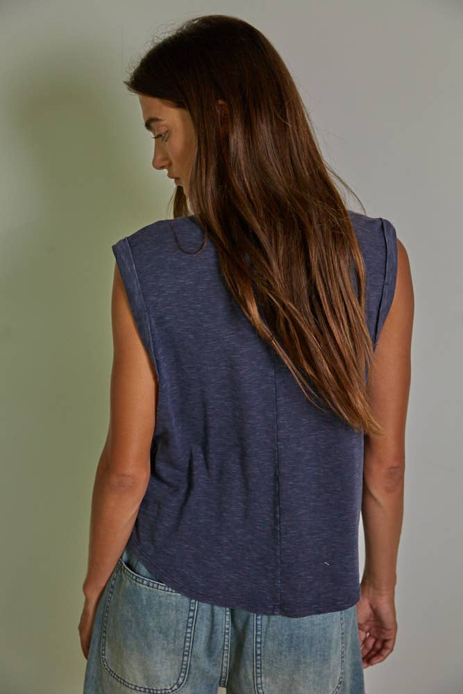 By Together | Knit Garment Dyed Polyester Cotton Sleeveless Top
