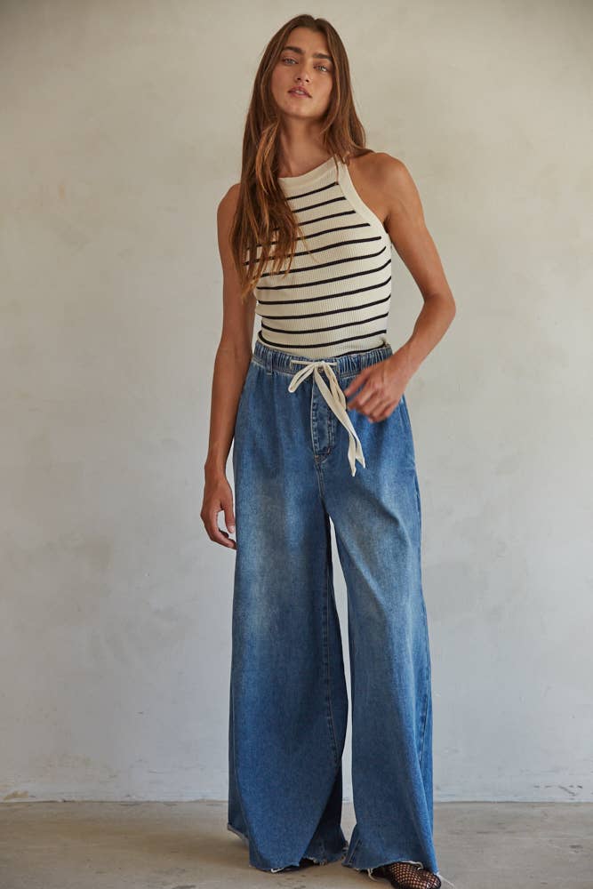 By Together  | Knit Sweater Ribbed Striped Tank Top