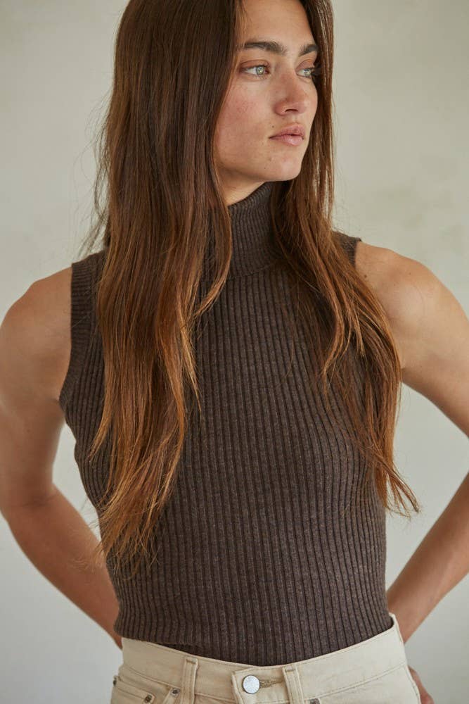 By Together | Knit Turtleneck Sleeveless Pullover Top