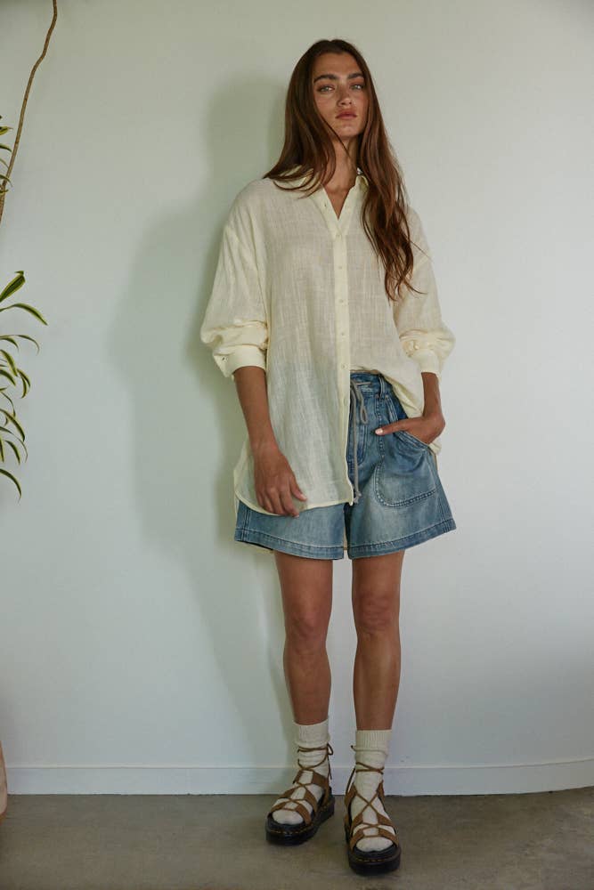 By Together | Woven 100% Cotton Button-down Shirt