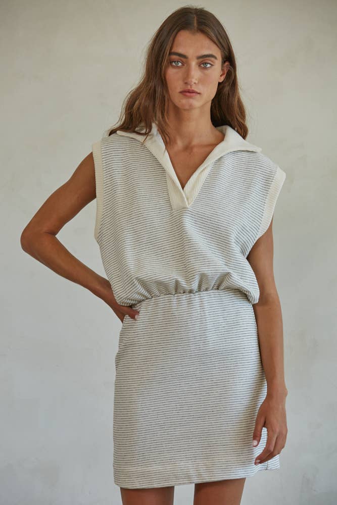 By Together  | Knit Cotton Striped Sleeveless Mini Dress