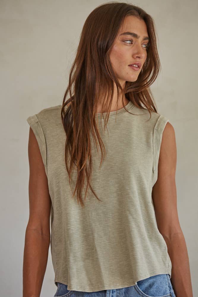 By Together | Knit Garment Dyed Polyester Cotton Sleeveless Top