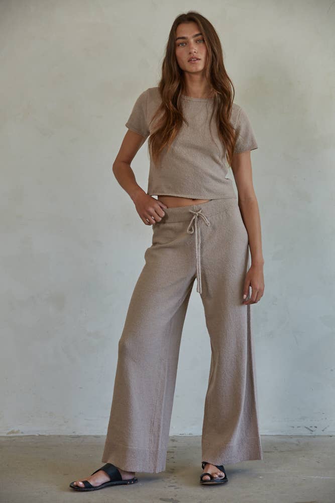 By Together  | Knit Sweater Cotton Nylon Polyester Wide Leg Pants
