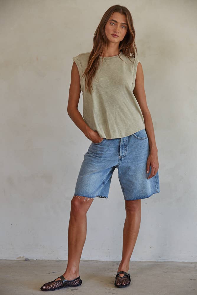 By Together | Knit Garment Dyed Polyester Cotton Sleeveless Top