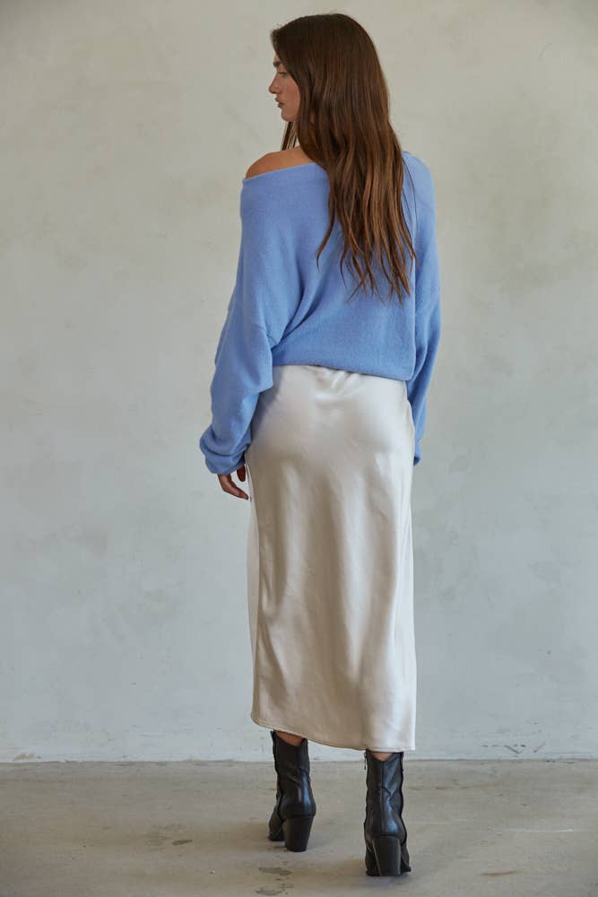 By Together  | Knit Sweater Boat Neck Long Sleeve Pullover Top