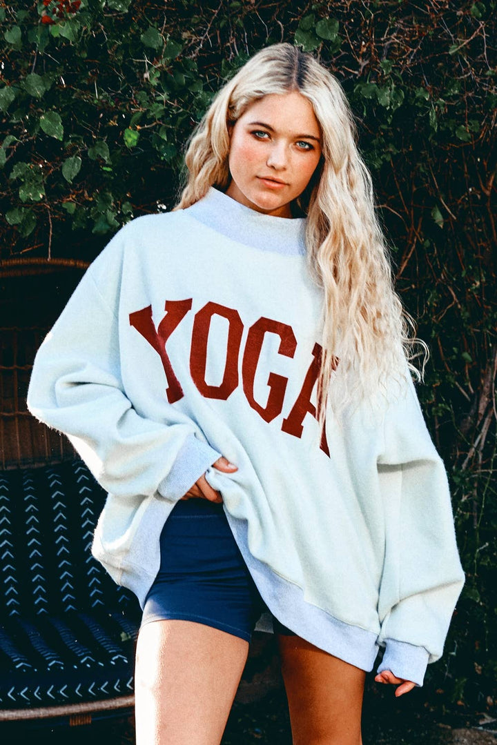 BUCKETLIST | PILATES & YOGA Print Reversible Mockneck Sweatshirt