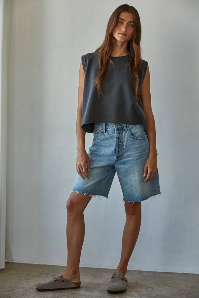 By Together | Knit Cotton Pigment Dye Round Neck Tank Top