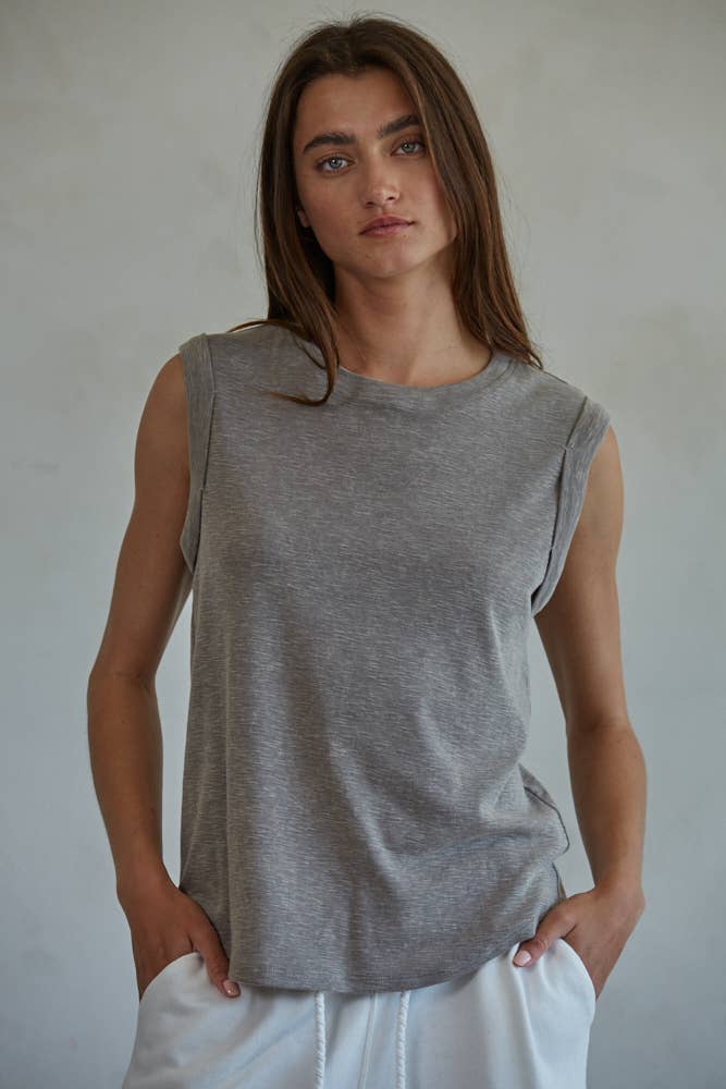By Together | Knit Garment Dyed Polyester Cotton Sleeveless Top