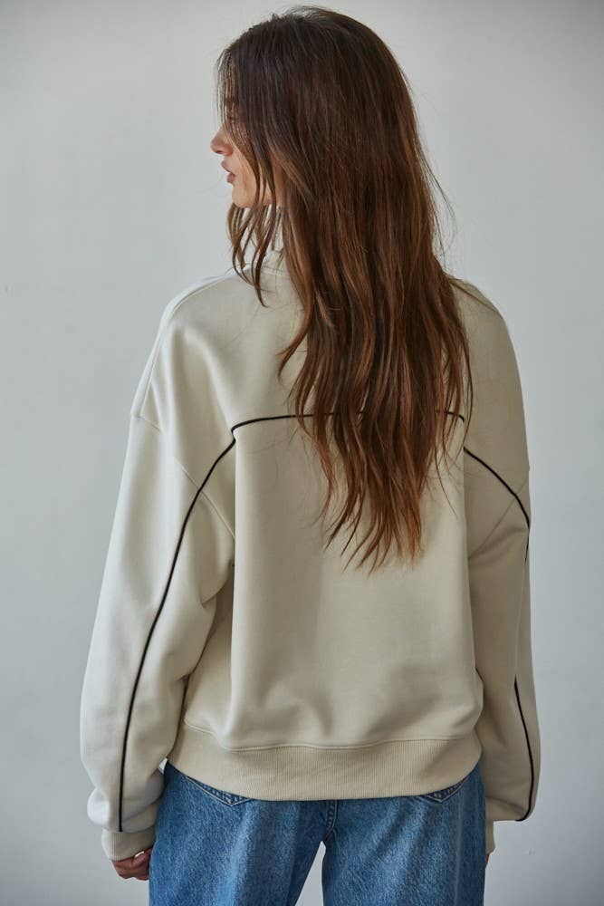 By Together  | Knit Printed Number Graphic on Front Pullover
