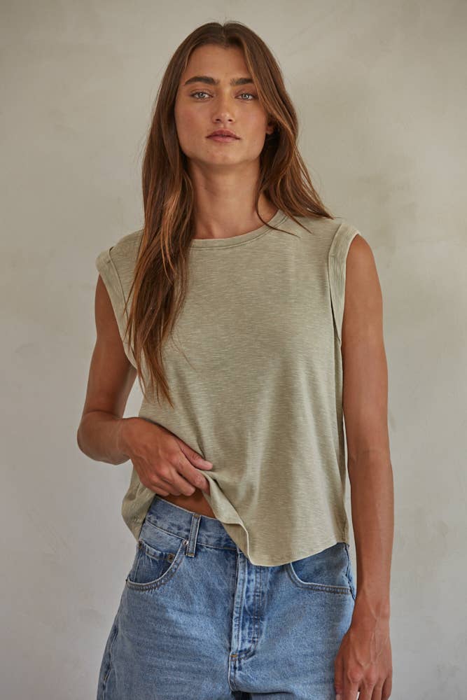 By Together | Knit Garment Dyed Polyester Cotton Sleeveless Top