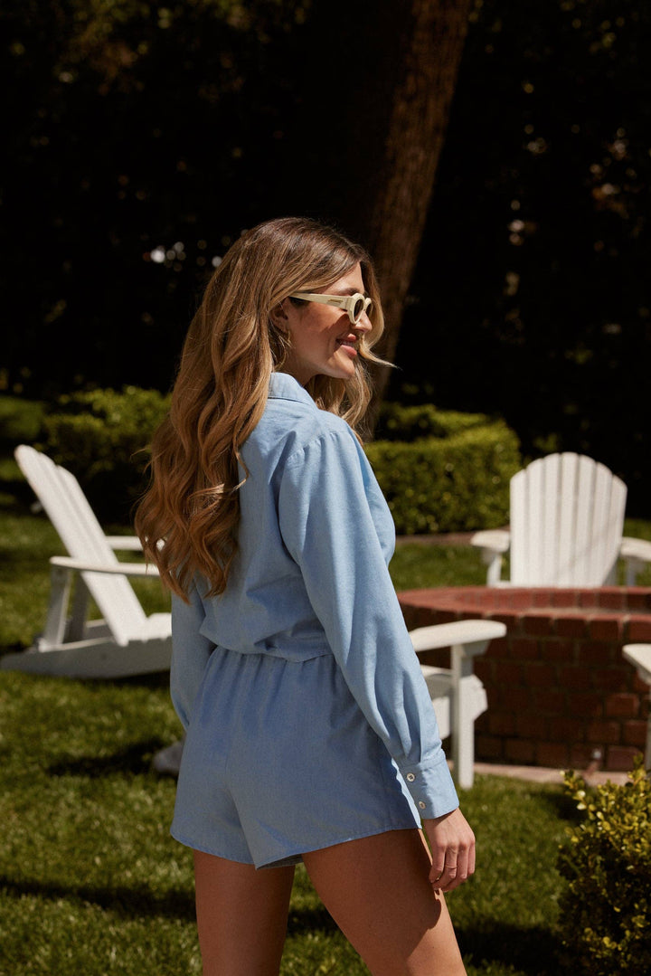 Sunday Ritual | Rhea Wrap Top - Light Blue