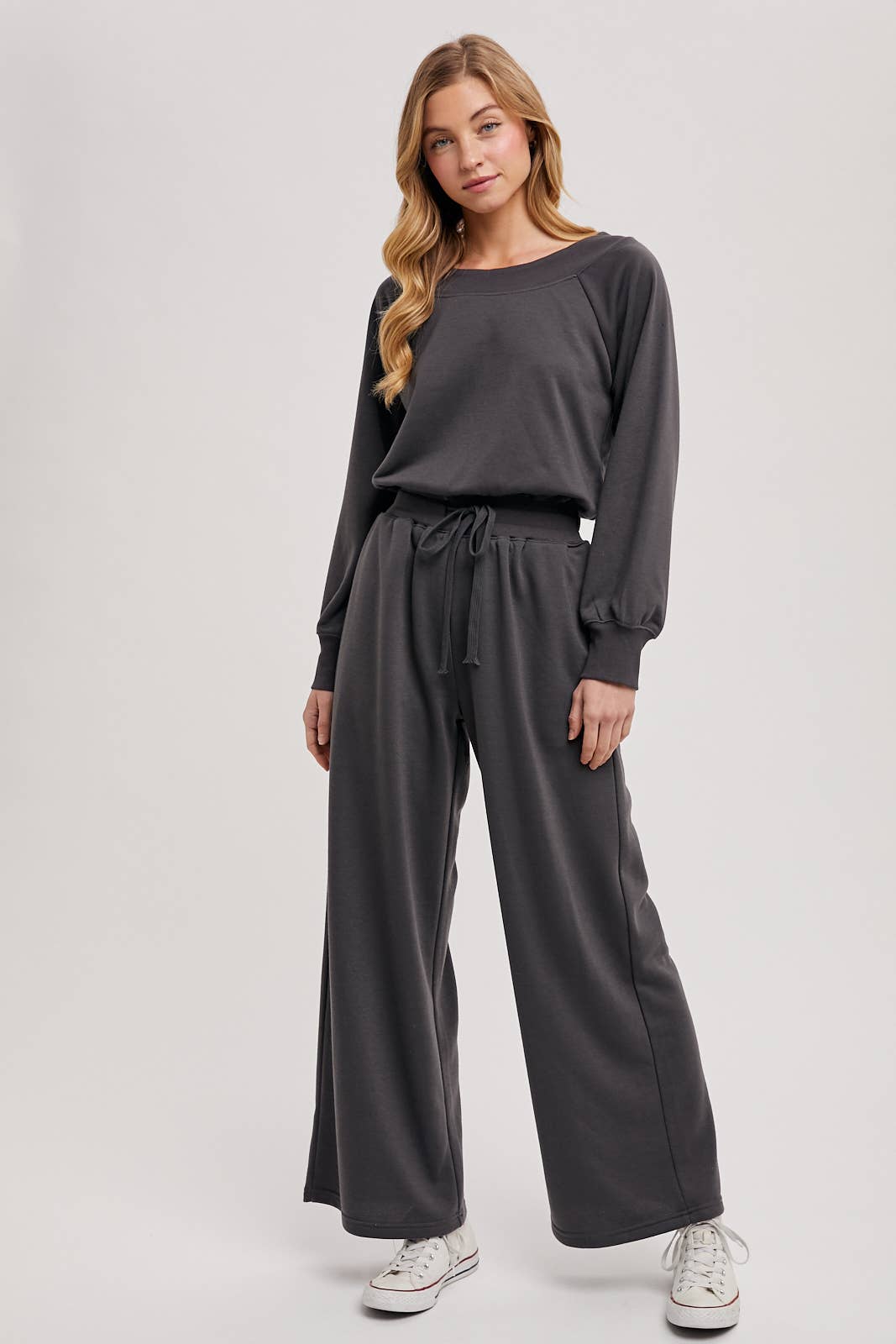 Bluivy  | Wide Neck Off the Shoulder Knit Jumpsuit