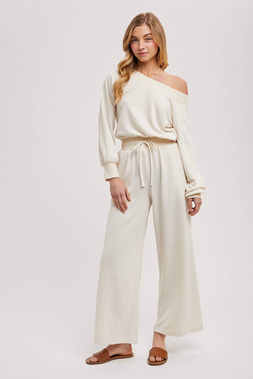 Bluivy  | Wide Neck Off the Shoulder Knit Jumpsuit