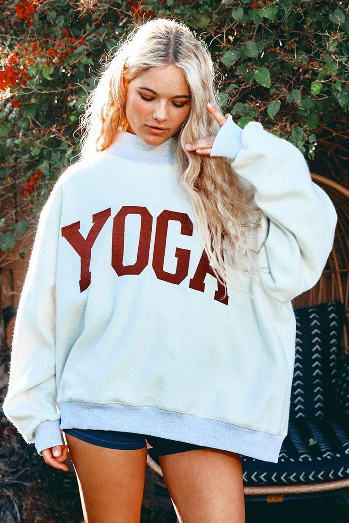 BUCKETLIST | PILATES & YOGA Print Reversible Mockneck Sweatshirt