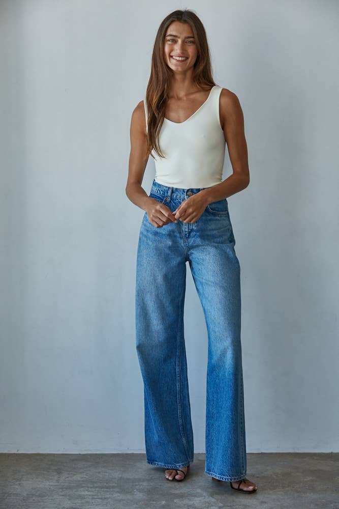 By Together | Double Layered Seamless U-V Neck Sleeveless Bodysuit