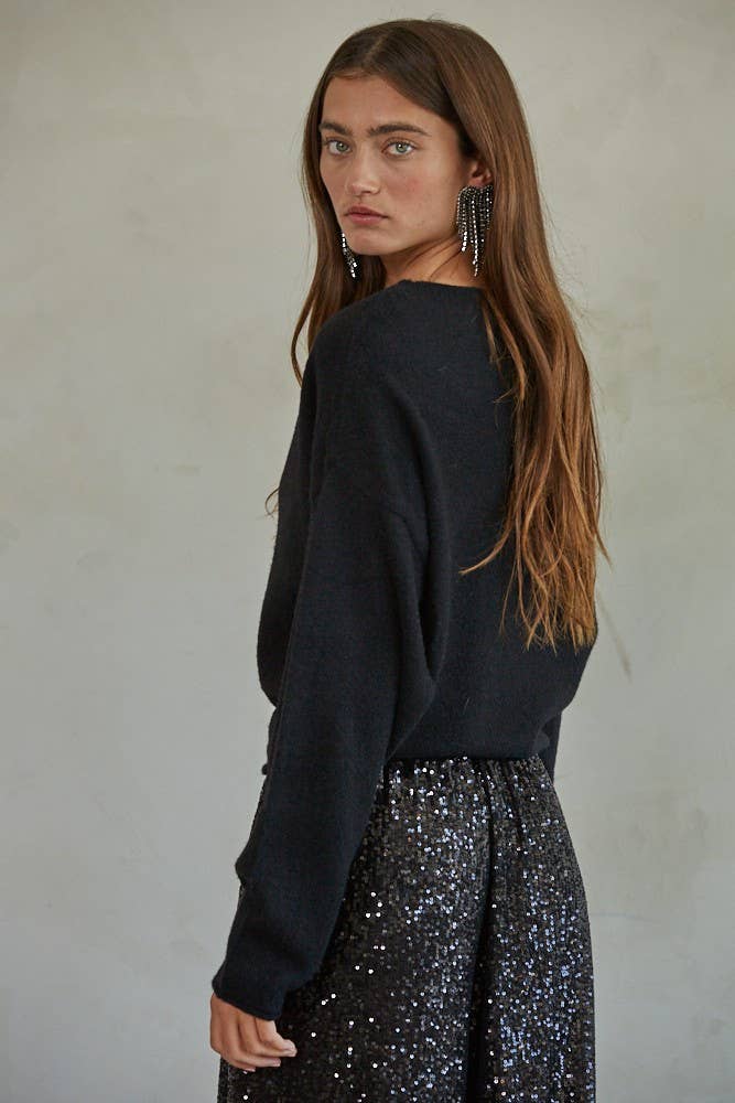 By Together  | Knit Sweater Boat Neck Long Sleeve Pullover Top