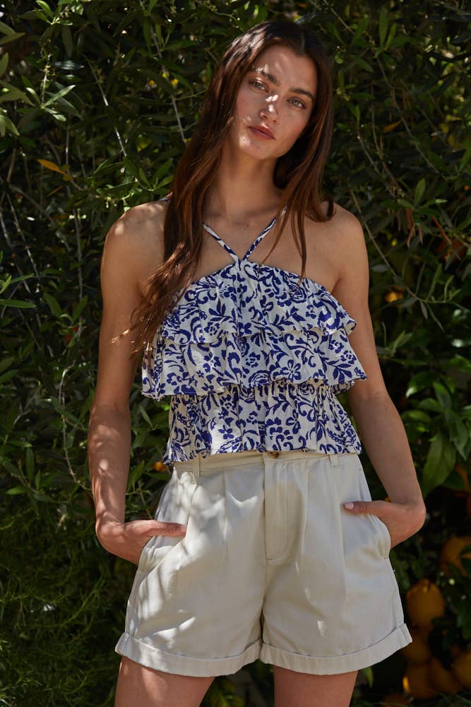 By Together | Flower Print Layered  Halter Neck Top