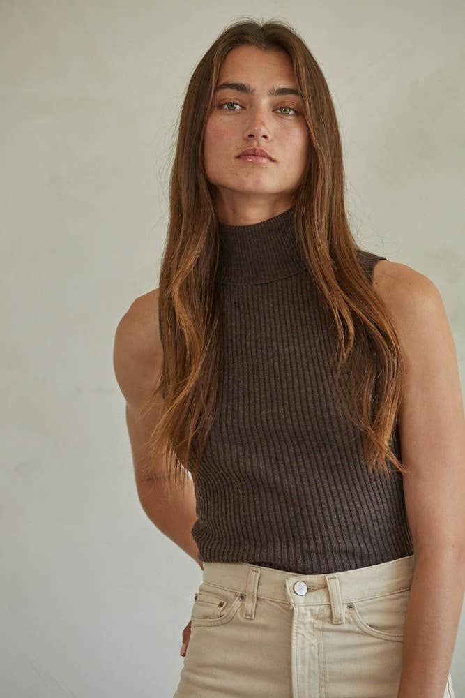 By Together | Knit Turtleneck Sleeveless Pullover Top