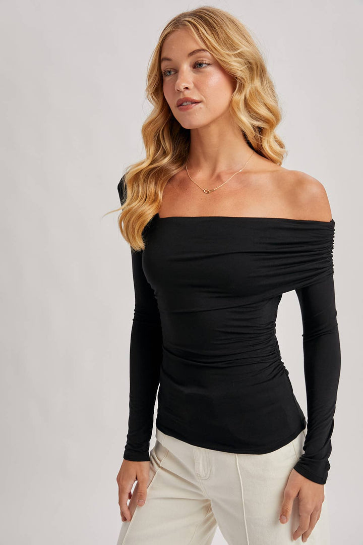 Bluivy | Elegant Asymmetric Neckline Knit Top