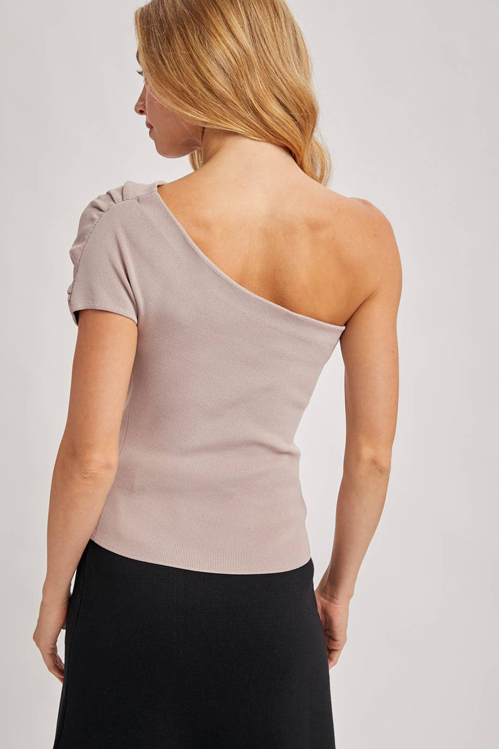 Bluivy  DRAPED KNIT ASYMMETRIC ONE SHOULDER KNIT TOP