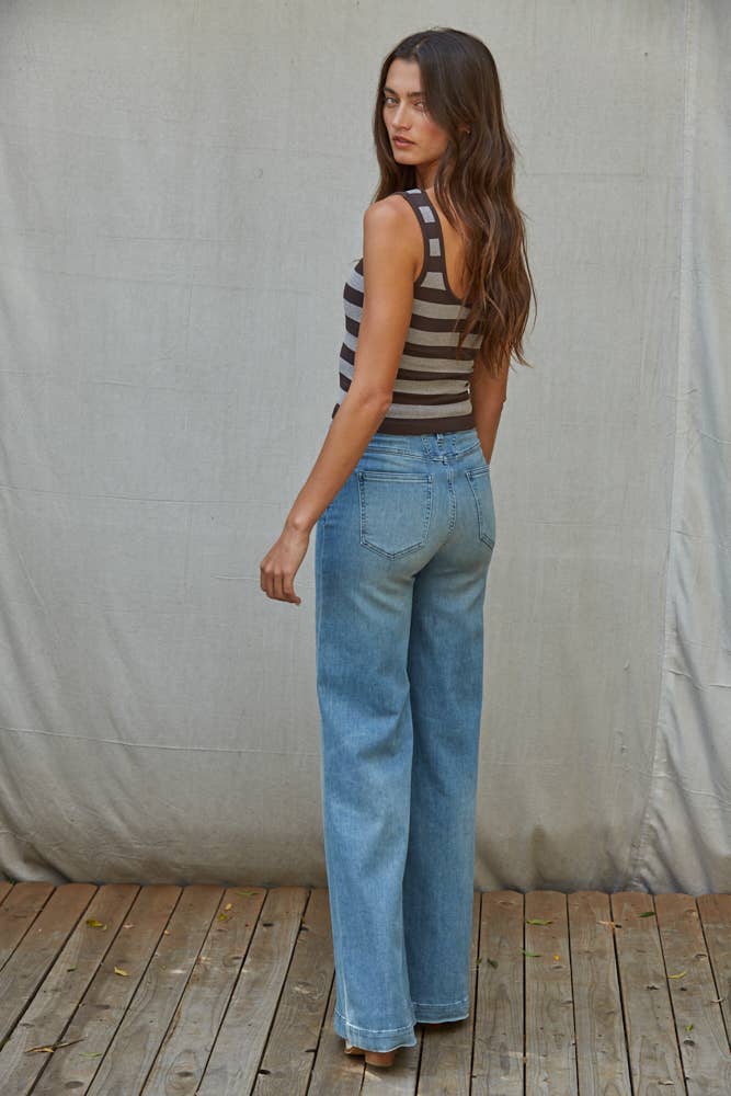 By Together | Knit Striped Seamless Padded Tank Top